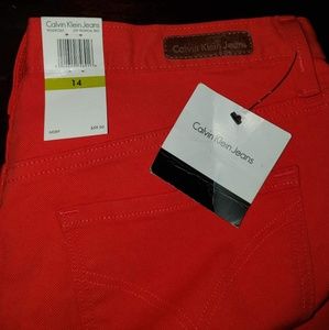 Calvin Klein red Jean shorts